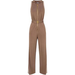 Elisabetta Franchi Natural Hooded Belted Jumpsuit