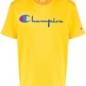 メンズ Champion ロゴ Tシャツ イエロー