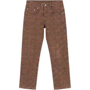 R13 Brown Boy Straight-Fit Check Trousers