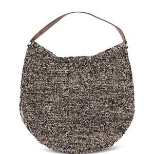 IBELIV Grey Meva Raffia Shoulder Bag