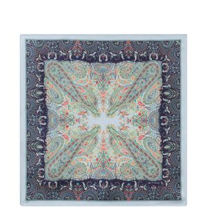 Etro Blue Silk Pocket Square With Macro Paisley for men