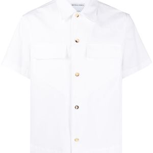 Camicia bianca militare in popeline stretch compatta di Bottega Veneta in Bianco da Uomo