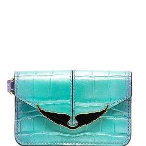Zadig & Voltaire Blue Borderline Logo-Plaque Leather Wallet