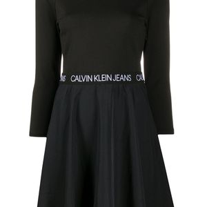 Calvin Klein ロングスリーブ ミニドレス ブラック
