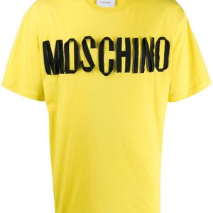 メンズ Moschino ロゴ ジップ Tシャツ イエロー