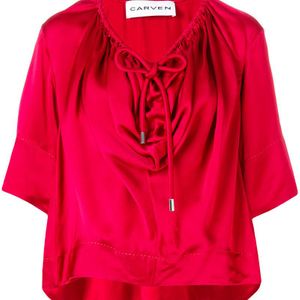 T-shirt con coulisse di Carven in Rosso