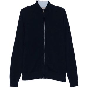 N.Peal Cashmere Blue Knightsbridge Cardigan for men