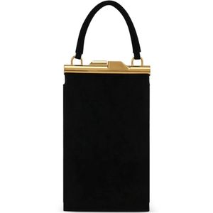 POTAMY Black Top-Handle Fur Mini Bag