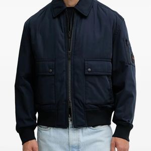 Boss Blue Patch-Pocket Bomber Jacket for men