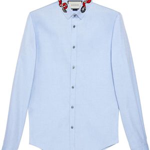 Gucci Duke Hemd aus Oxford mit Königsnatter in Blau für Herren