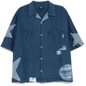FIVE CM Blue Patchwork Shirt for men