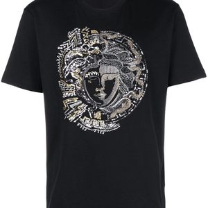 T-shirt à broderie Medusa et strass Versace pour homme en coloris Noir