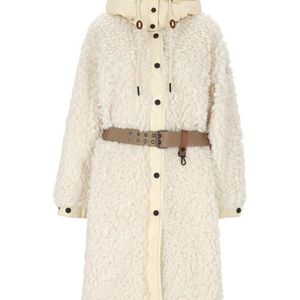 Moncler Natural Belted Hooded Coat