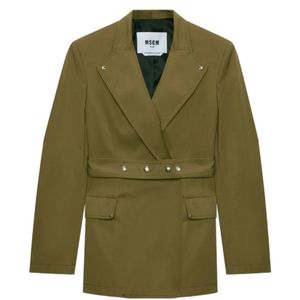 MSGM Green Veste Boutonnée À Taille Ceinturée