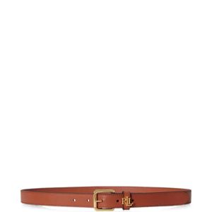 Ralph Lauren White Logo-Keeper Leather Belt