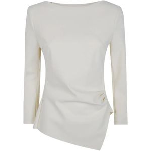 La Petite Robe Di Chiara Boni White Kyung Ruched Asymmetric Top