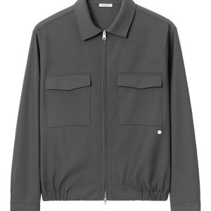Grayed Gray Flap Pocket Zip Jacket for men