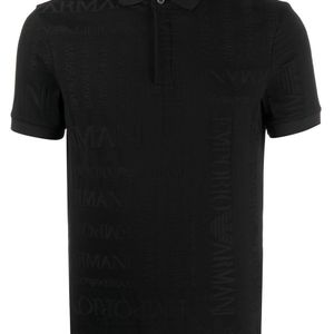 メンズ Emporio Armani エンボスロゴ ポロシャツ ブラック