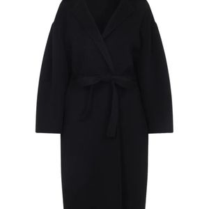 Alberta Ferretti Black Belted Wool Coat