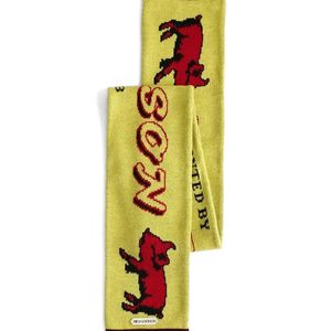 J.W. Anderson White Piglet Football Knitted Fringe Scarf