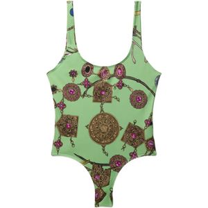 Versace Green Maillot De Bain Imprimé