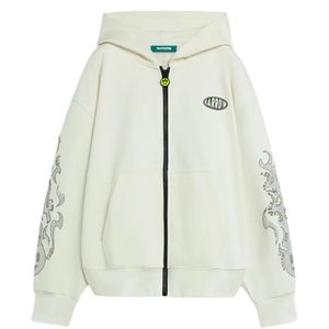 Barrow White Zip Embellished Hoodie for men