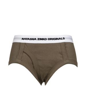 Natasha Zinko Green Ribbed-Knit Logo-Waistband Briefs