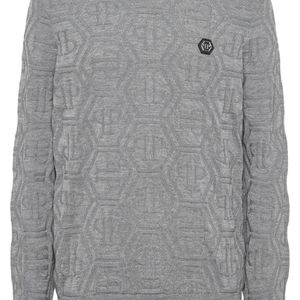Philipp Plein Gray Logo-Patch Jumper for men