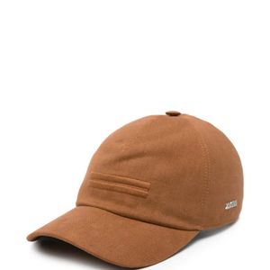 Zegna Brown Lined Metal Logo Cap With Tonal Embroidery for men