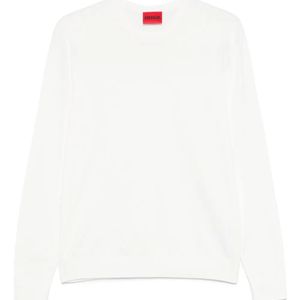 HUGO White Fine-Knit Jumper for men