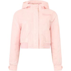 Moschino Pink Veste Crop Zippée À Capuche
