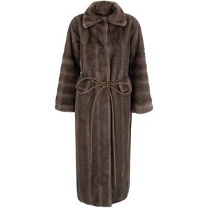 VALENTINI 1972 Brown Belted Faux-Fur Coat