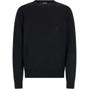 Roberto Cavalli Blue Monogram-Embroidered Sweater for men