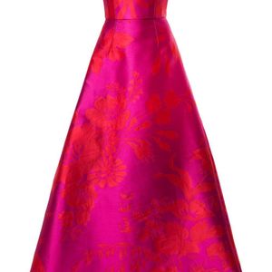 Carolina Herrera フローラルジャカード ドレス ピンク
