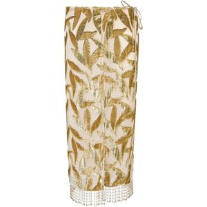Roberto Cavalli Metallic Leaf-Pattern Devoré-Effect Skirt