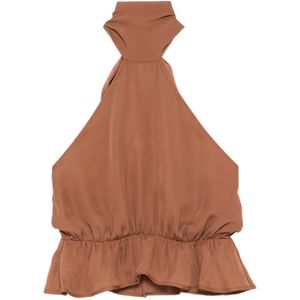 Kiki de Montparnasse Brown Georgette Halter Top