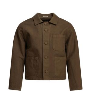 Auralee Brown Patch-Pocket Button-Up Coat for men