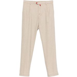 Kiton Natural Pleated Straight-Leg Trousers for men