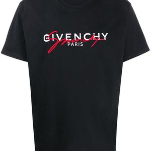メンズ Givenchy ブラック シグネチャ ロゴ T シャツ