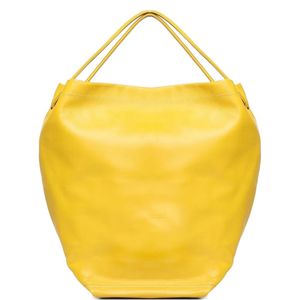 BIASIA Yellow Logo-Debossed Leather Tote Bag