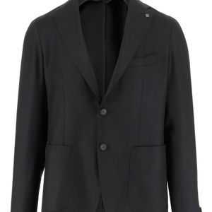 Tagliatore Black Three-Button Patch-Pocket Blazer for men