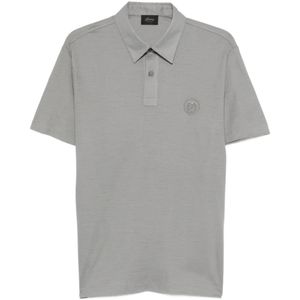 Brioni Grey Logo-Embroidered Polo Shirt for men