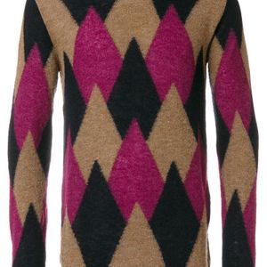 Laneus Black Argyle Knitted Sweater for men