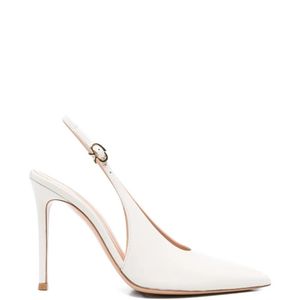 Gianvito Rossi White Pointed-Toe Slingback-Strap Pumps
