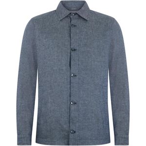 Herno Blue Button-Front Shirt Jacket for men
