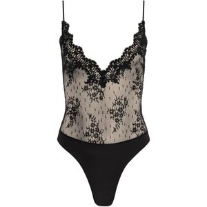 L'Agence Black Kaelith Lace-Trim Bodysuit