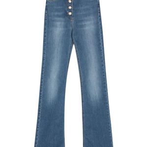 Elisabetta Franchi Blue High-Rise Bootcut Jeans