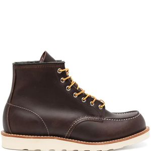 Red Wing Brown Classic Moc Leather Ankle Boots for men