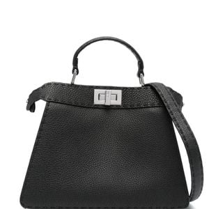 Fendi Black Peekaboo Mini Leather Tote Bag