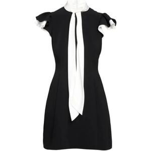 Cinq À Sept Black Sarya Ruffled Tie-Neck Mini Dress